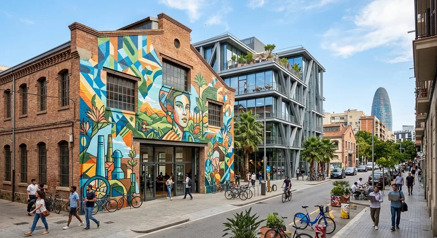 Creative industrial warehouse event space in Poblenou 22@ tech district Rome